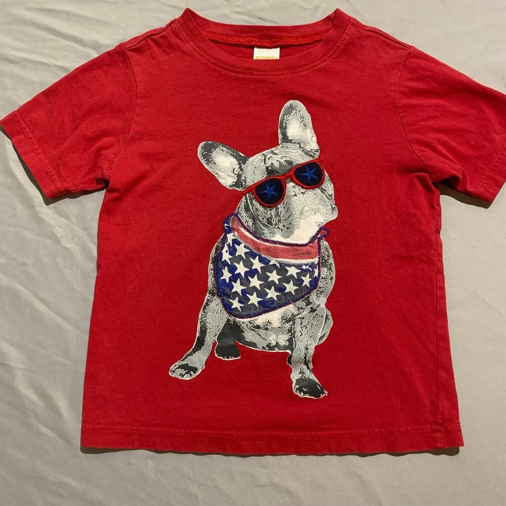 Gymboree Patriotic French Bulldog Tee – 3T – Red – 100% Cotton